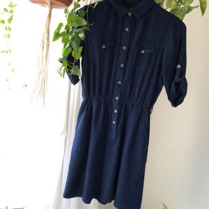 Fun & Flirt Navy 3/4 Sleeve Pull-on Dress Size M